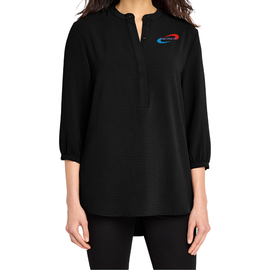 West Side Oil Ladies 3/4-Sleeve Textured Crepe Tunic (Embroidered)