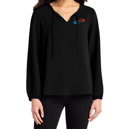 West Side Oil Ladies Textured Crepe Blouse (Embroidered)