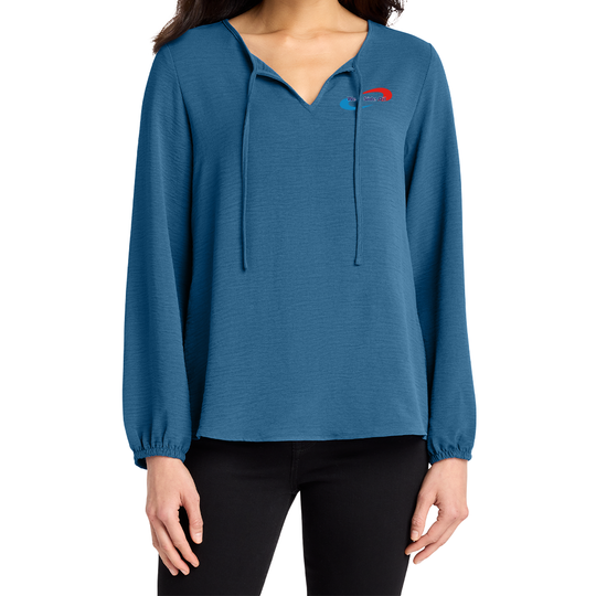West Side Oil Ladies Textured Crepe Blouse (Embroidered)