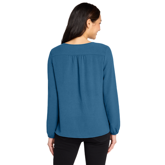 West Side Oil Ladies Textured Crepe Blouse (Embroidered)