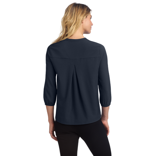 West Side Oil Women's Stretch Crepe 3/4-Sleeve Blouse (Embroidered)