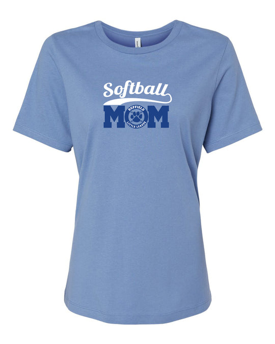 Suffield LL Ladies Relaxed Jersey Tee "MOM Softball" - 6400 (color options available)