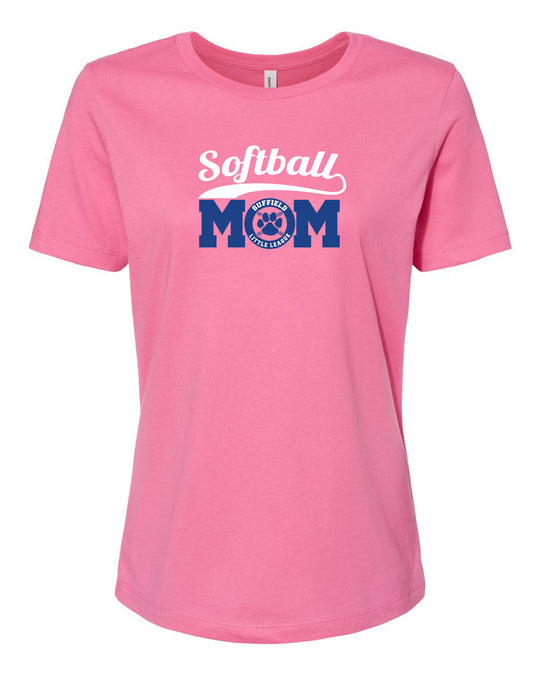 Suffield LL Ladies Relaxed Jersey Tee "MOM Softball" - 6400 (color options available)