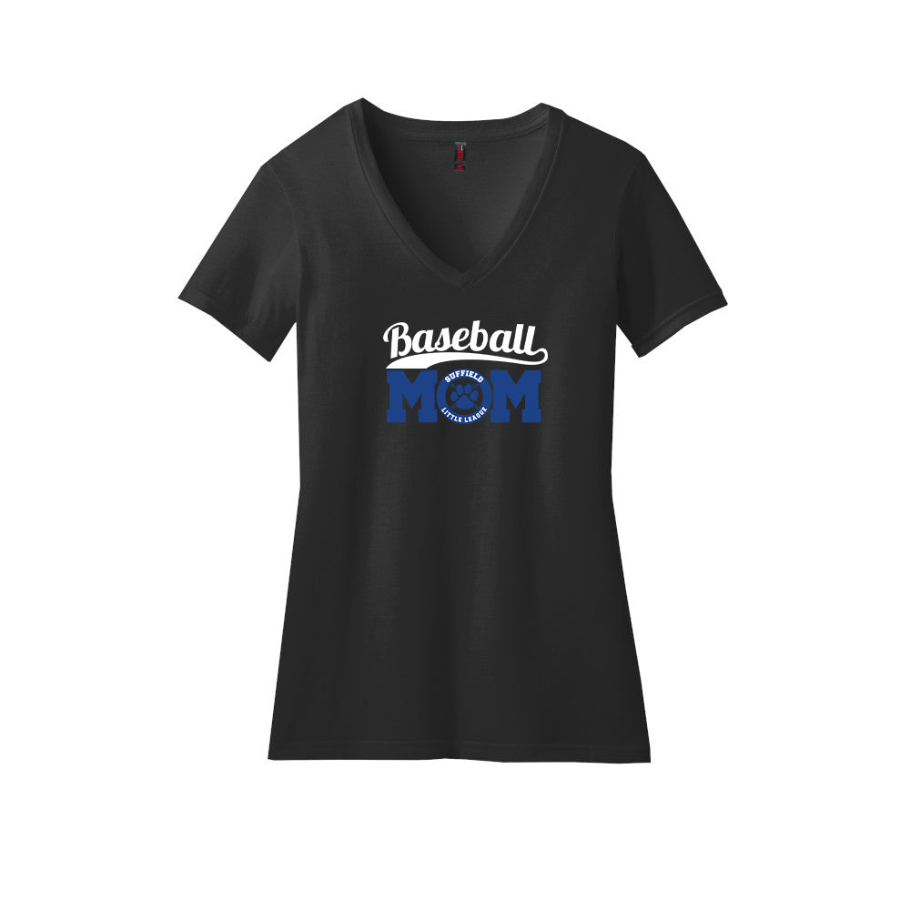 Suffield LL Ladies CVC V-Neck Tee "MOM Baseball" - DM1190L (color options available)