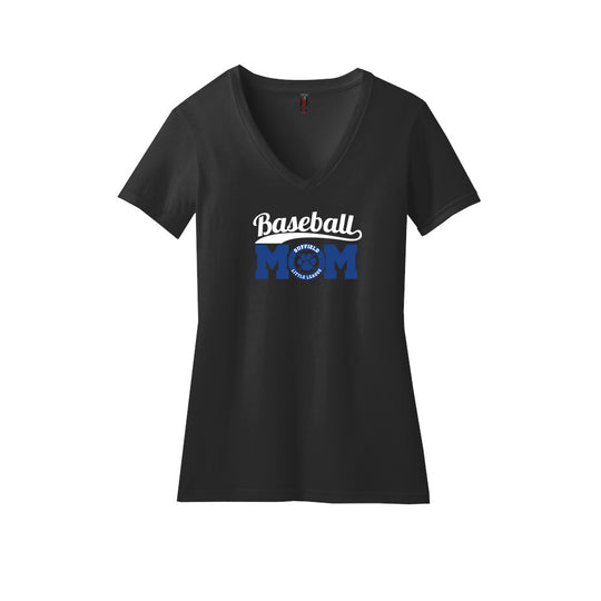 Suffield LL Ladies CVC V-Neck Tee "MOM Baseball" - DM1190L (color options available)