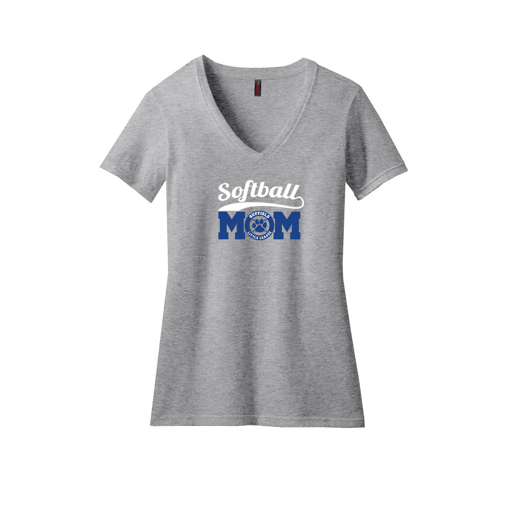 Suffield LL Ladies CVC V-Neck Tee "MOM Softball" - DM1190L (color options available)