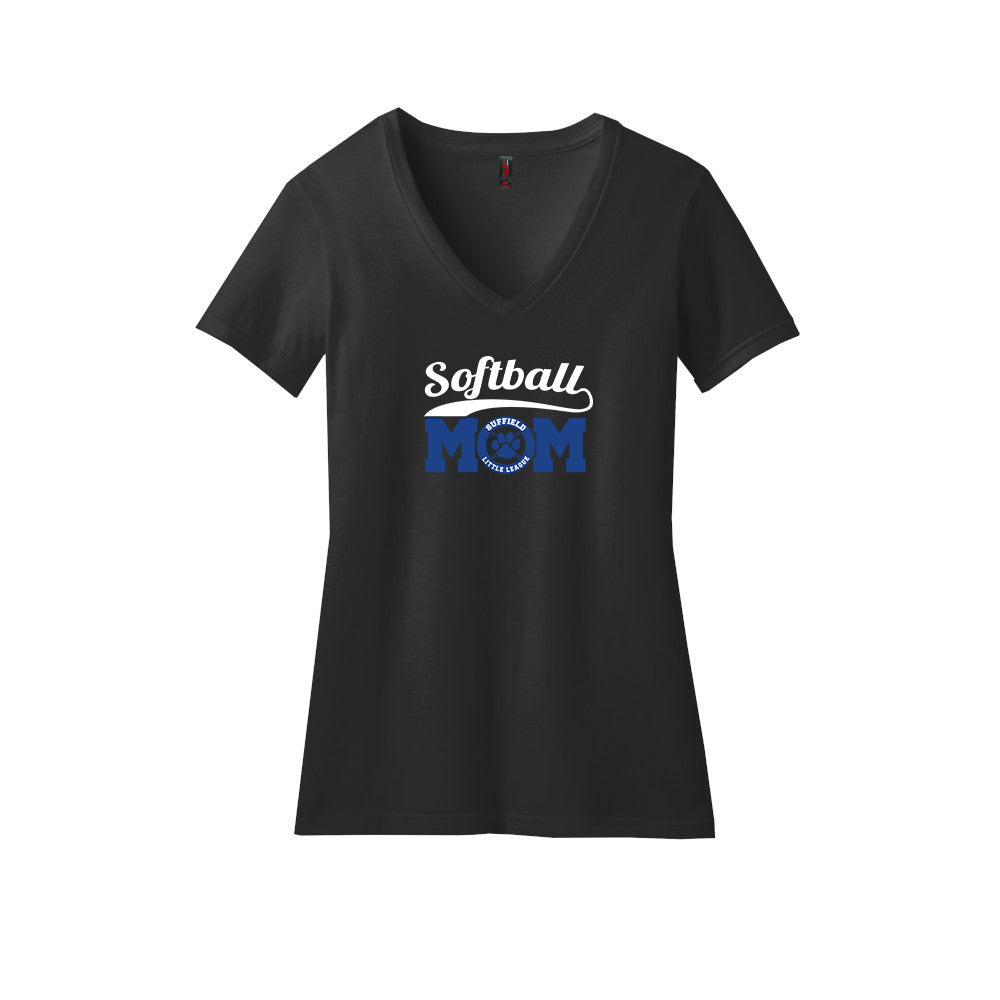 Suffield LL Ladies CVC V-Neck Tee "MOM Softball" - DM1190L (color options available)